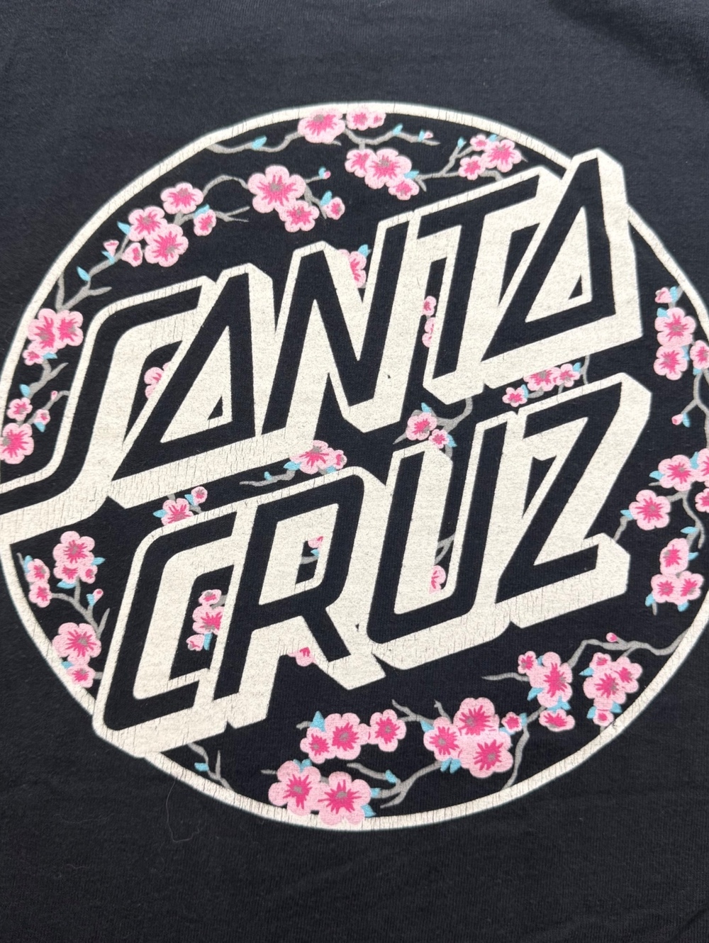 Santa Cruz Floral Cherry Blossom Logo Graphic T Shirt Mens M Black Skate